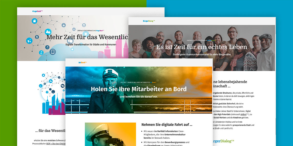 Landingpages AnBord™, BürgerDialog™, KlugeStadt™